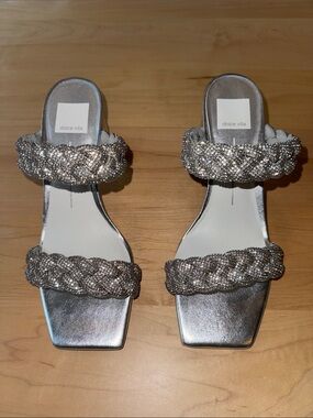 Dolce Vita Paily Braided Strap Pump Sandals in Crystal Rhinestone size 8.5 NWOT